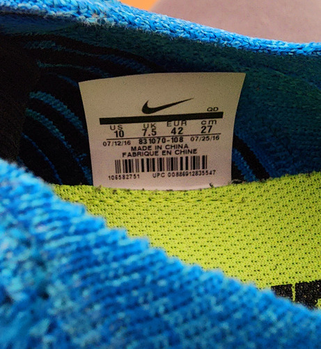 Zapatillas Nike Originales Free Rn Flyknit Talle 42 Celeste (Usado)