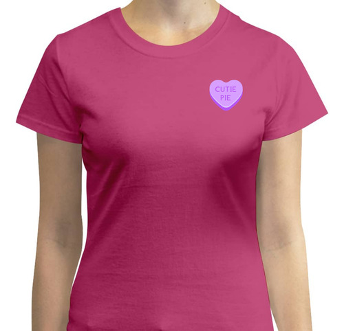 Playera Manga Corta Cutie Pie - Candy Heart - Corazón Morado