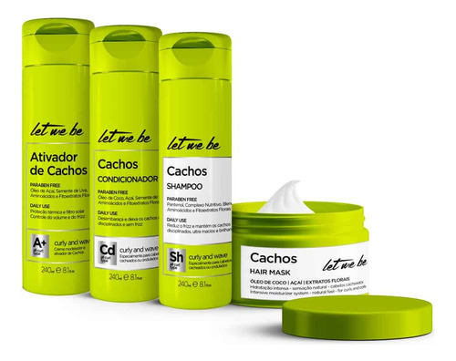 Kit Cachos Para Cacheadas Home Care Let Me Be 4 Itens