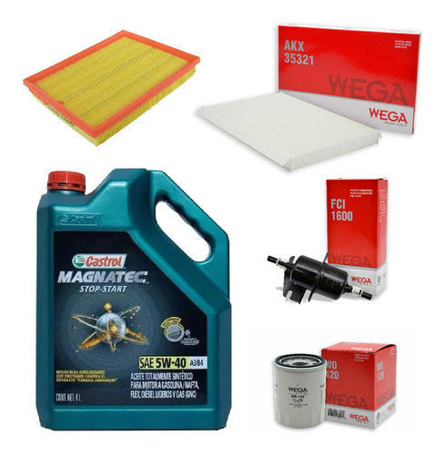 Kit 4 Filtros + 4l Aceite Castrol 5w40 Fiat Palio Wega