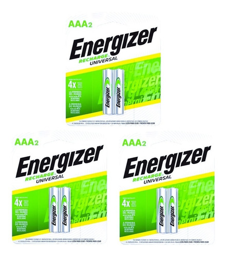 Imagen 1 de 10 de Pilas Recargables Energizer Aaa 700 Mah Blister X 6 Unidades
