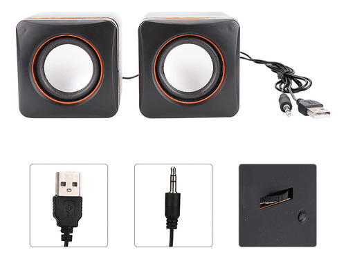 Altavoz De Escritorio Usb Estéreo Para Computadora De 3.5mm