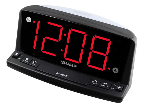 Sharp Reloj Despertador Digital Led, Funcionamiento Simple,