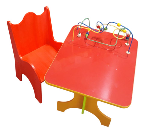 Juego De Mesa Prono Rectangular + Una Silla Niños Colores