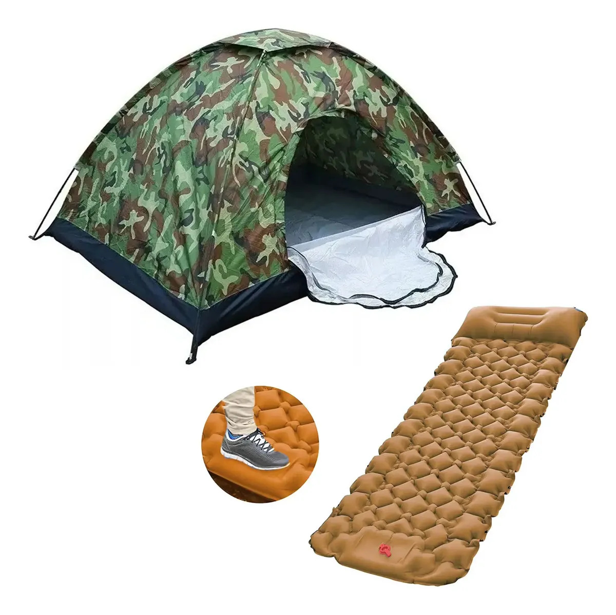Combo Carpa 3 Persona 90229 + Colchoneta Inflable Ys24 Color Beige