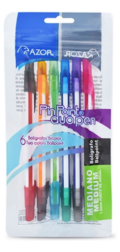 Bolígrafo Pin Point Dúo Pen Punto De Aguja 6876 C/6 Piezas