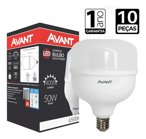 Kit Avant: 10 Lâmpadas Led Bulbo 50w Branco Frio 6500k