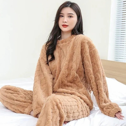 Conjunto Pijama Mujer Pijama Forro Polar + Pantuflas +