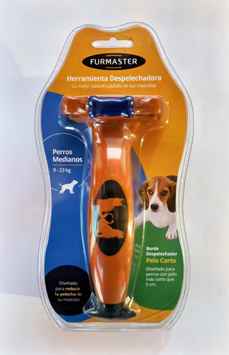 Cepillo Para Perro Furmaster Tamaño M Pelo Corto Color Naranjo