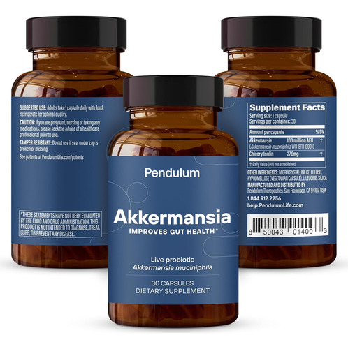 Elfleaf Pendulum Akkermansia Probiotic Con Fibra Prebiótica - Aumenta La Producción De Glp-1, De Liberación Retardada, Cepa Viva 100m Afu Para La Salud Intestinal De Hombres Y Mujeres 30 Cápsulas