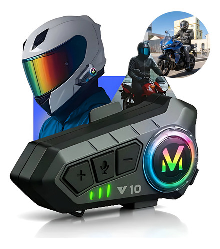 Intercomunicador Capacete Moto Bluetrooth Controle De Voz Helmet Y10 Preto