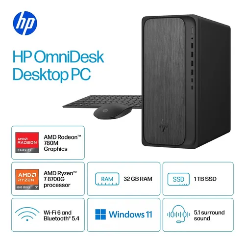 Computador Hp Omnidesk Torre Ryzen 7 8700g 32gb Ram 1tb Ssd
