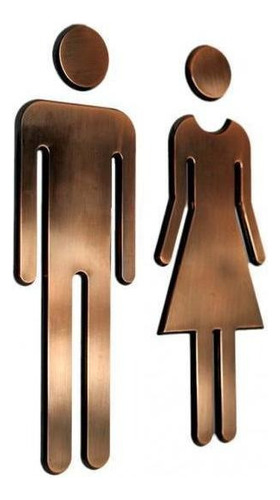 Hombre Y Mujer Wc Pegatinas Del Tocador De Bronce Baño