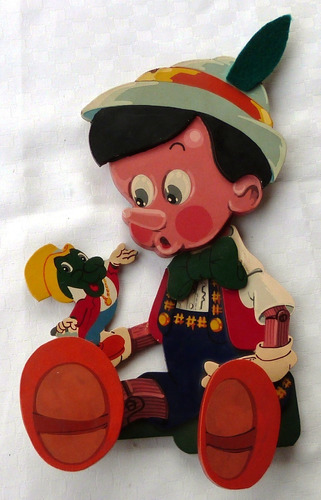 Monijor62-antiguo Perchero Infantil Con Pinocho Pepe Grillo
