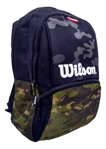 Mochila Wilson Juvenil Camuflaje Negro Verde Casual Diseño De La Tela Liso