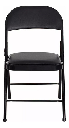 Silla Plegable Asiento Con Respaldo Acolchado Y Tapizado Color Negro Lisa