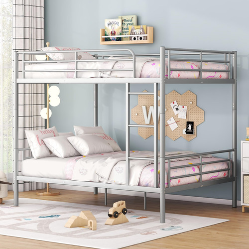 Eyahome Over Metal Bunk Bed, Heavy-duty Iron Bedframe With .