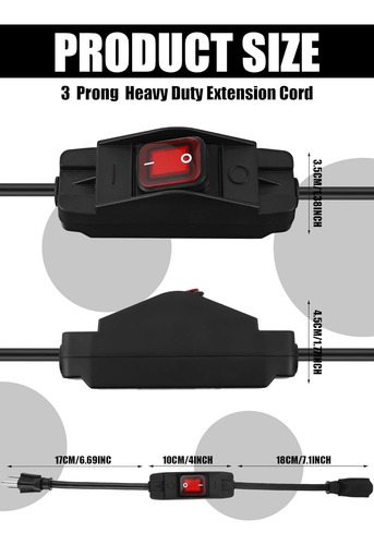 Cable De Extensión De 3 Clavijas Compatible Con Interruptor