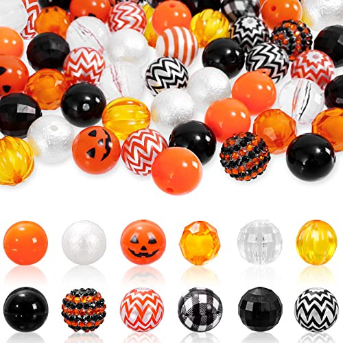 50pcs 20mm Halloween Beads Mixed Bubblegum Beads Set Ja...