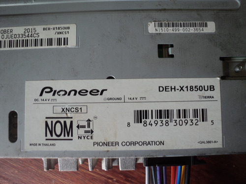Estereo Pioneer Modelo Deh-x1850ub Solo El Cerebro (Usado)