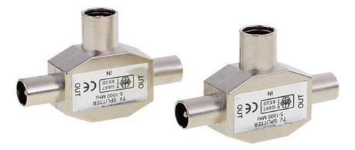 2 Paquete De 2-3 Divisor De Señal Coaxial De Metal 2 Piezas