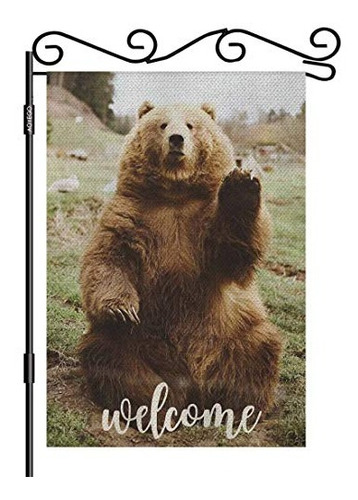 Jardín De Bienvenida Bandera Aoego Bear, 125 X 18 Pulgadas,