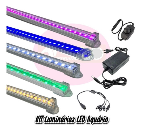 05 Luminária 100cm Led Cores Aquario Plantado / Marinho