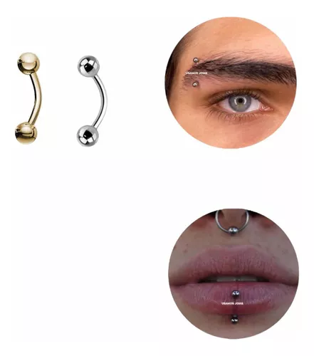 Piercing Titânio Sobrancelha Curvo Bolinha 6 8 10 12mm