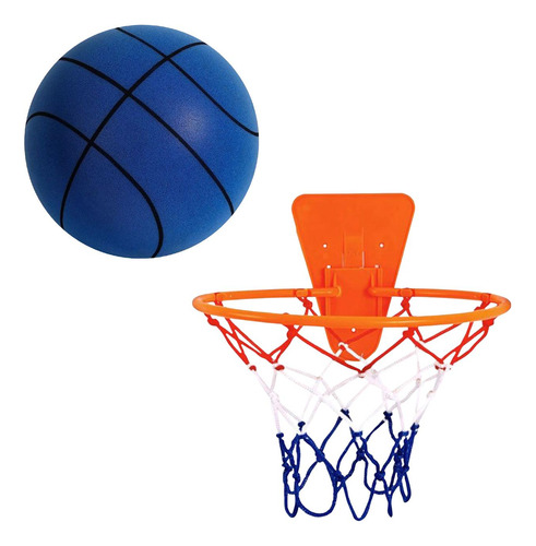 Baloncesto Silencioso Con Aro, Pelota De Juguete Azul