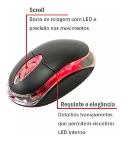 Imagem 2 de 6 de Mouse Optico 1000dpi Usb 1,05 Metros Kmex Mo-m833
