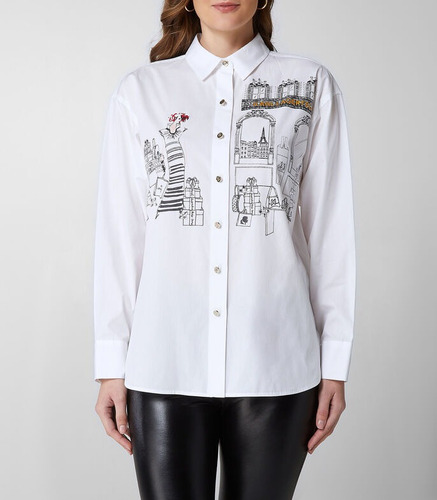 Camisa Larga Manga Larga Karl Lagerfeld París Para Mujer