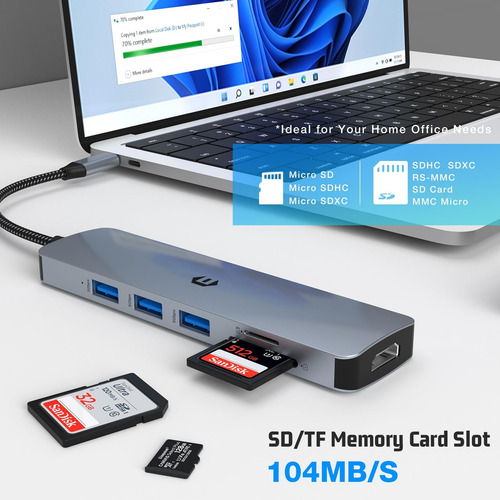 Tymyp Hub Usb C 6 En 1: Adaptador Para Mac Y Usb 3.0