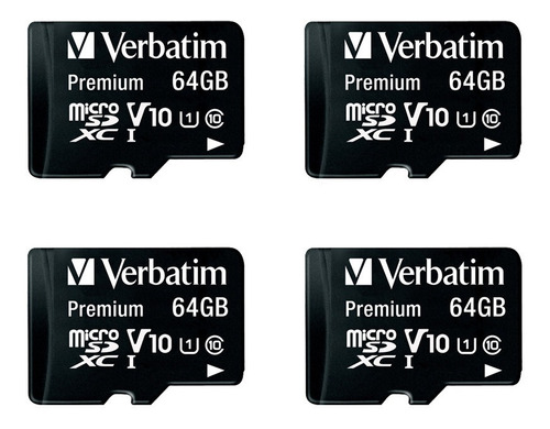 Combo 4 Unidades Memoria Micro Sd Xc 64gb Verbatim C10 44084