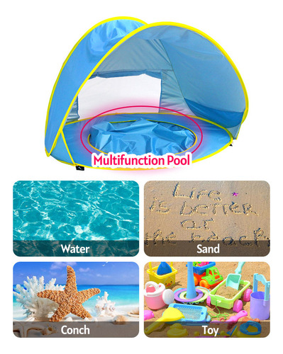 Carpa De Playa Portátil Para Bebés Con Iones Y Bolsa De Tran