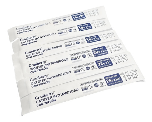 Cateter Intravenoso (bránula) Con Teflón Cranberry Caja 50un