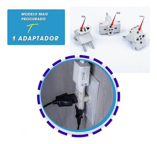 Kit 05 Plug Adaptador De Tomada T Benjamin Com 3 Saídas 110v/220v
