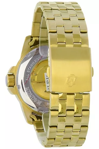 Relógio Magnum Masculino Dourado Automático MA35093A Prova d'água