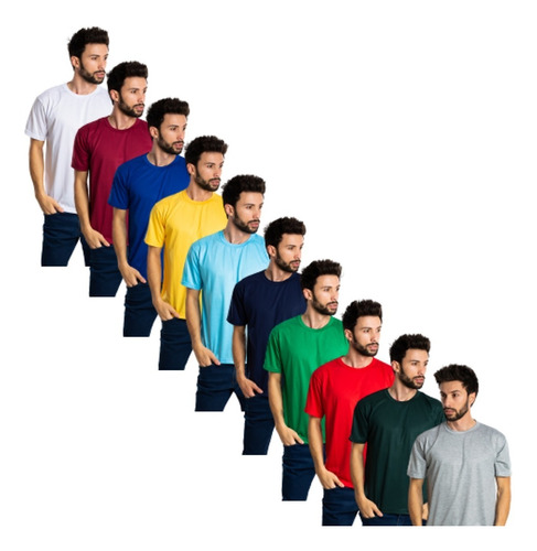 Imagem 1 de 2 de 10 Camisetas Pv Malha Fria Coloridas Atacado Xgg