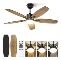 Comprar Ventilador De Techo Modernos De 42 Pulgadas, Ventilador De Techo Con Luz Led Y Control Remoto, Lampara Ventilador Silencioso De 5 Aspas Para Interior\u002Fexterior Con 3cct+6 Velocidades
