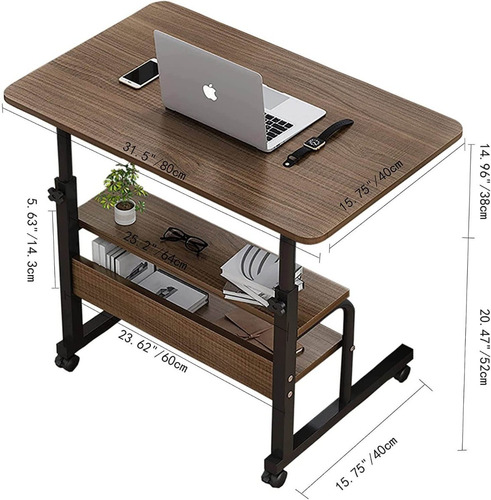 Mesa Portátil De Madera Con Ruedas Para Cama 3 Niveles