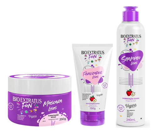 Kit Bio Extratus Fun Teens Cabelos Lisos 3 Produtos