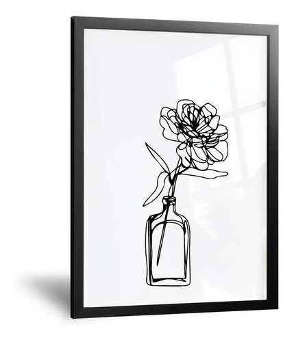 Cuadro Minimalista - Dibujo Flor  Botella - 50x70 Cm