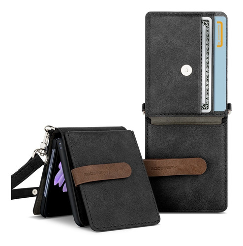 Imagen 1 de 9 de Funda Cartera Tarjetero Desmontable Correa Galaxy Z Flip3