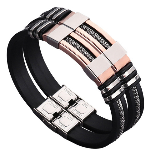 2024, Silicio Titanio, Pulsera Estilo Punk Hombre 2pcs