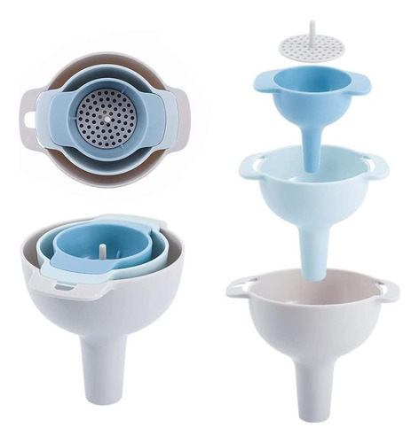 Conjunto De Embudo De Cocina Nzknp 4 En 1 Sin Bpa, 3 Colador