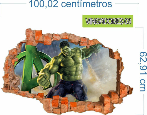 Imagem 1 de 1 de Adesiv0 Recortado Parede Quebrada Vingadores Mod. 03