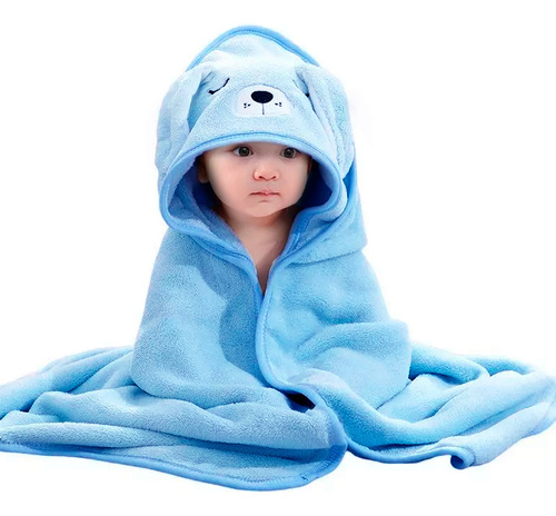 ..toalla De Baño Bebé Con Capucha Manta Suave Absorbente 0-3