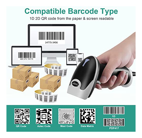 Escáner De Código De Barras Qr Usb, Lector De Códigos De Bar
