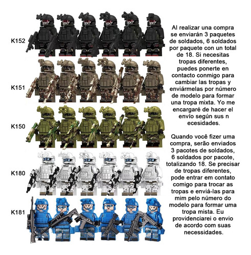 18 Soldado Brinquedo Das Forças Especiais Com Pacote Armas