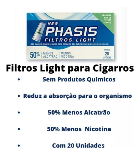 Filtro Phasis Light Pare De Fumar 6 Caixas Com 20 Filtros